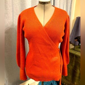EUC Soft and Cozy Wrap Front Sweater Auburn Color Size L